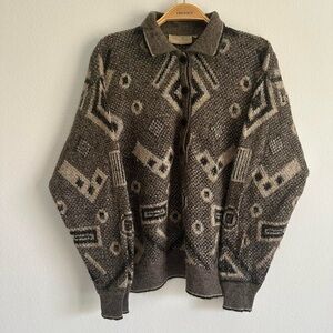 Vintage Griffe Tricot Sweater Italian Geometric Wool Mohair Brown Black